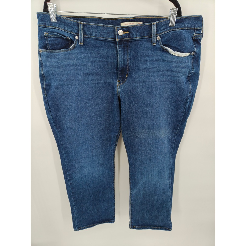 Levis Classic Straight Jeans Womens 20W S Medium Wash Blue Stretch Denim